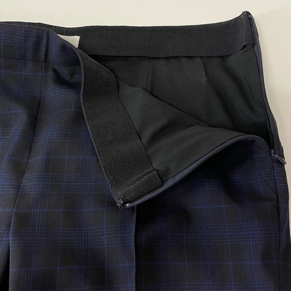 Carlisle New York Pants Womens 12 Black Navy Blue Plaid Wool Blend Side Zip - Picture 4 of 12